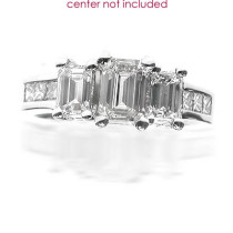 1.20CT Emerald and Princess Cut Diamonds Engagement Ring