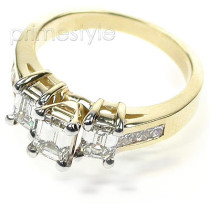 1.55CT Emerald and Princess Cut Diamonds Engagement Ring
