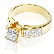 2.05CT Princess Cut Diamonds Engagement Ring