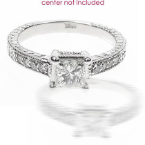0.30CT Princess and Round Cut Diamonds Engagement Ring