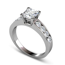 1.15CT Princess and Round Cut Diamonds Engagement Ring