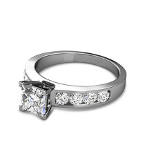 1.15CT Princess and Round Cut Diamonds Engagement Ring