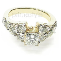 2.40CT Princess and Round Cut Diamonds Engagement Ring