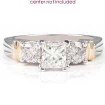 0.5CT Princess and Round Cut Diamonds Engagement Ring