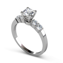 0.95CT Princess and Round Cut Diamonds Engagement Ring