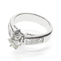 2.05CT Round and Princess Cut Diamonds Engagement Ring