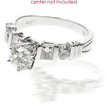 0.70CT Round and Princess Cut Diamonds Engagement Ring
