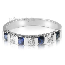 1.05CT Round Cut Diamonds and Sapphires Wedding Band