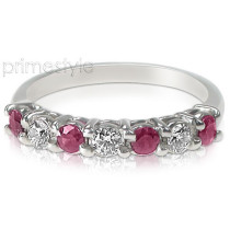 1.40CT Round Cut Diamonds and Rubies Wedding Band