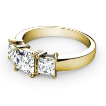 0.90CT Princess Cut Diamonds Three Stone Ring