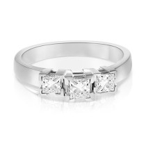 0.90CT Princess Cut Diamonds Three Stone Ring
