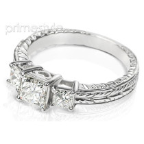 1.30CT Princess Cut Diamonds Three Stone Ring