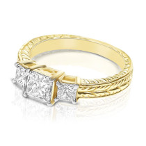 1.30CT Princess Cut Diamonds Three Stone Ring