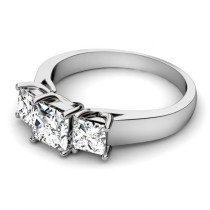 0.90CT Princess Cut Diamonds Three Stone Ring