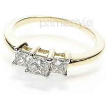 0.90CT Princess Cut Diamonds Three Stone Ring