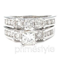 2.15CT Bridal Set with Princess and Round Cut Diamonds 