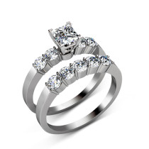 Princess and Round Cut Diamond Bridal Set - 1.75CT