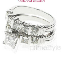 1.55CT Princess and Round Cut Diamond Bridal Set 