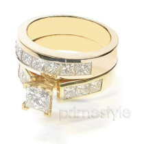 Engagement Ring and Wedding Band Bridal Set - 2.60CT Princess Cut Diamonds