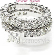 5.30CT princess and round Cut Diamonds Bridal Set