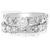 Engagement Ring and Wedding Band - 1.25CT Diamond Bridal Set