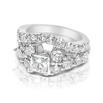 Bridal Set - 2.55CT Princess and Round Cut Diamonds 