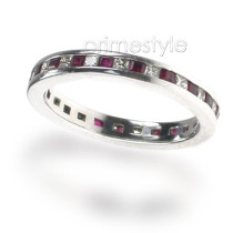 1.60CT Princess Cut Diamonds and Rubies Eternity Band