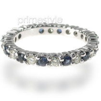 1.50CT Round Cut Diamonds and Sapphires Eternity Band