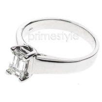 14KT White Gold Emerald Cut Solitaire Ring