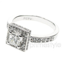 1.80CT Princess and Round Cut Diamonds Engagement Ring