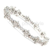 7.00CT Round Diamonds Cut and 14KT White Gold Bracelet 