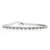 14KT White Gold Sapphires 1.00CT Round Cut Diamonds Bracelet 