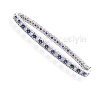 1.00CT Diamonds Sapphires Bracelet In 14KT White Gold