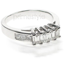 1.10CT Emerald and Princess Cut Diamond Wedding Band