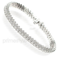 14KT White Gold 1.00CT Round Cut Diamonds Tennis Bracelet