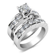 2.20CT Bridal Set with Princess & Round Cut Diamonds 