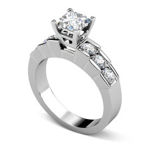1.85CT Princess and Round Cut Diamonds Engagement Ring