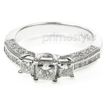 1.50CT Princess and Round Cut Diamonds Three Stone Ring