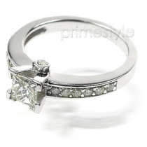1.80CT Princess and Round Cut Diamond Engagement Ring