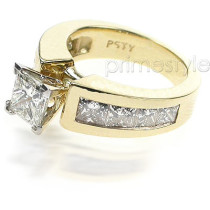 3.40CT Princess Cut Diamonds Engagement Ring