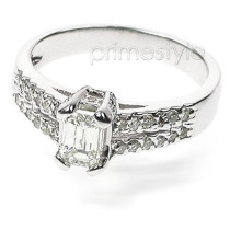 1.35CT Emerald and Round Cut Diamonds Engagement Ring