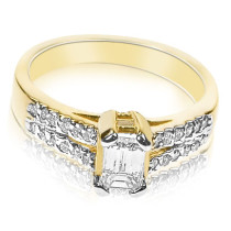 1.35CT Emerald and Round Cut Diamonds Engagement Ring