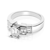 2.10CT Emerald Cut Diamonds Engagement Ring