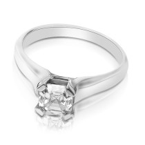 14KT White Gold Asscher Cut Solitaire Ring