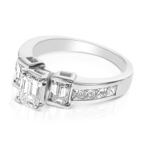 1.65CT Emerald and Princess Cut Diamonds Engagement Ring