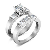 Diamond Bridal Set with 2.35CT Total Weight Princess Cut Diamonds