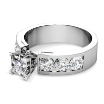1.85CT Princess and Round Cut Diamonds Engagement Ring