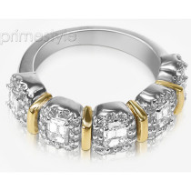 2.20CT Emerald and Round Cut Diamond Wedding Band