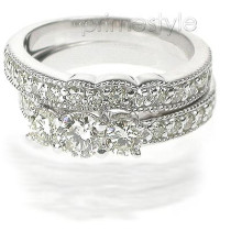 1.90CT Round Cut Diamond Bridal Set 