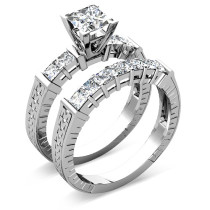 Wedding Band and Engagement Ring - 1.75CT Diamond Bridal Set 